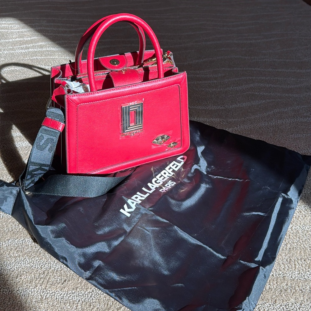 Karl Lagerfeld Paris Leather Satchel - Picture 4 of 13